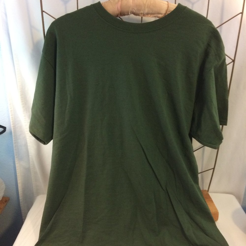 Men's Military Green 50/50 Blend Crew Neck Large